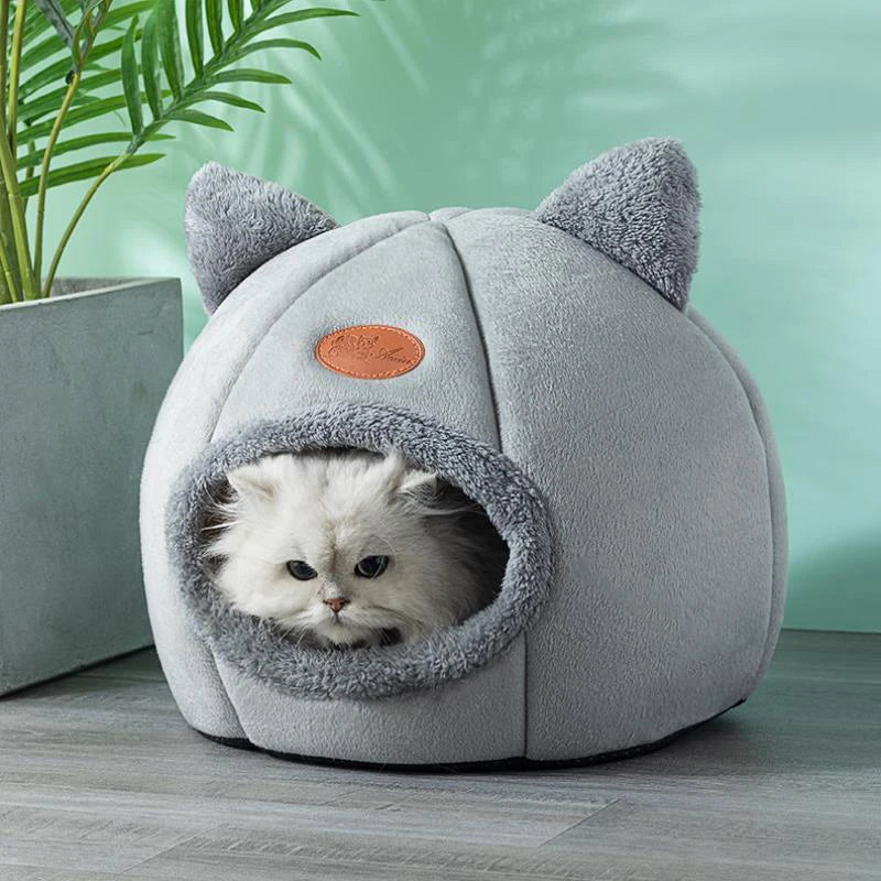 Cat Cave Bed – Cozy Covered Indoor Bed with Cushion