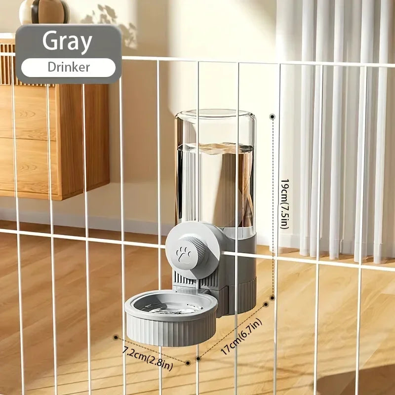 Cage Mounted Gravity Auto Pet Feeder & Water Dispenser Hanging Food Bowl Water Bottle for Cats Rabbits Small Animal Feeding Kit