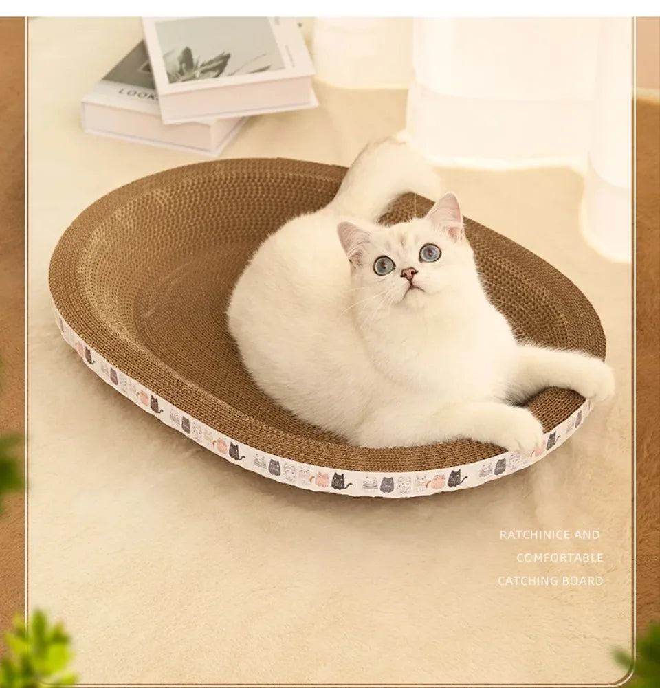 Corrugated Cat Scratching Post with Catnip & Lounge Bed