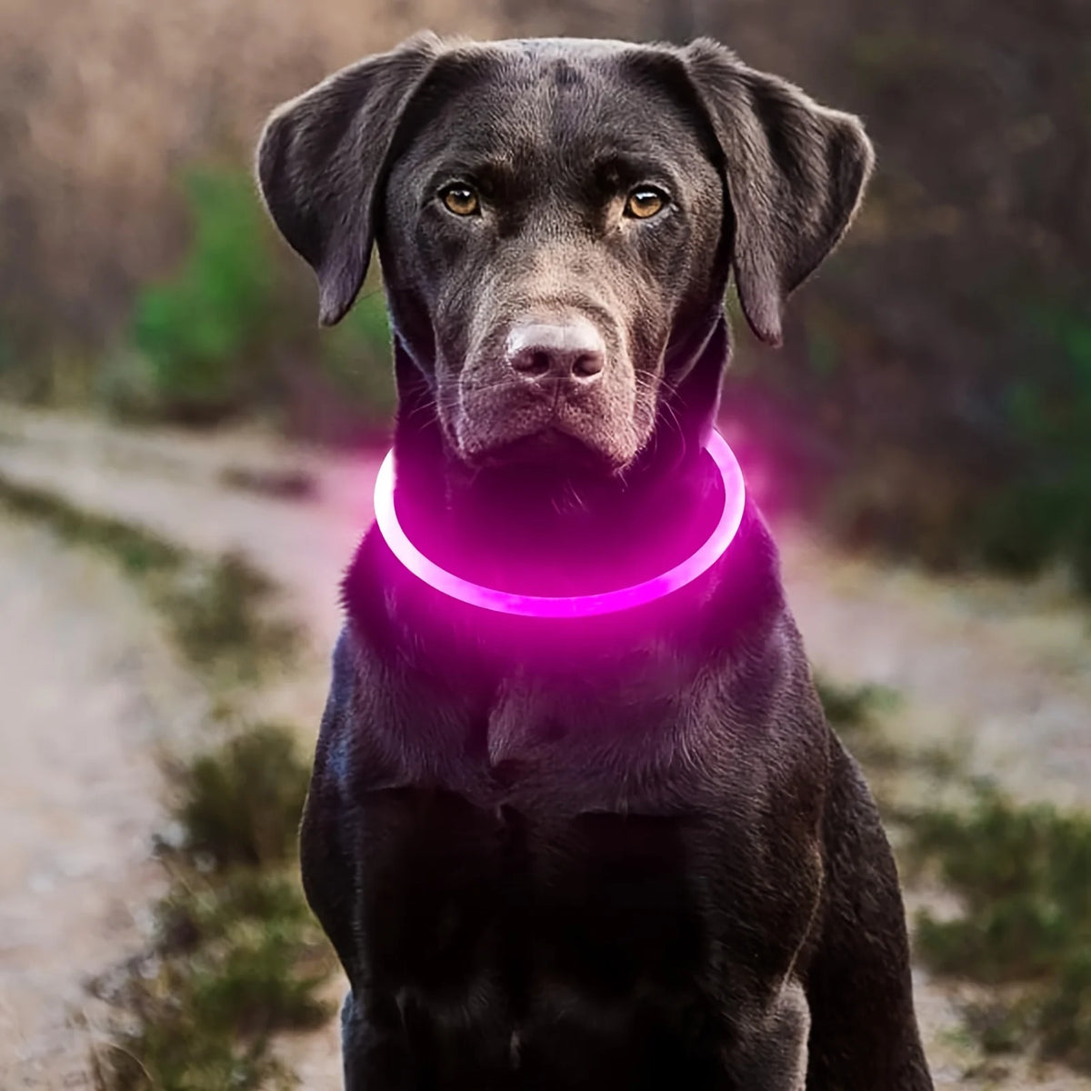 LED Dog Collar, Rechargeable Light Up Reflective Nylon Collar