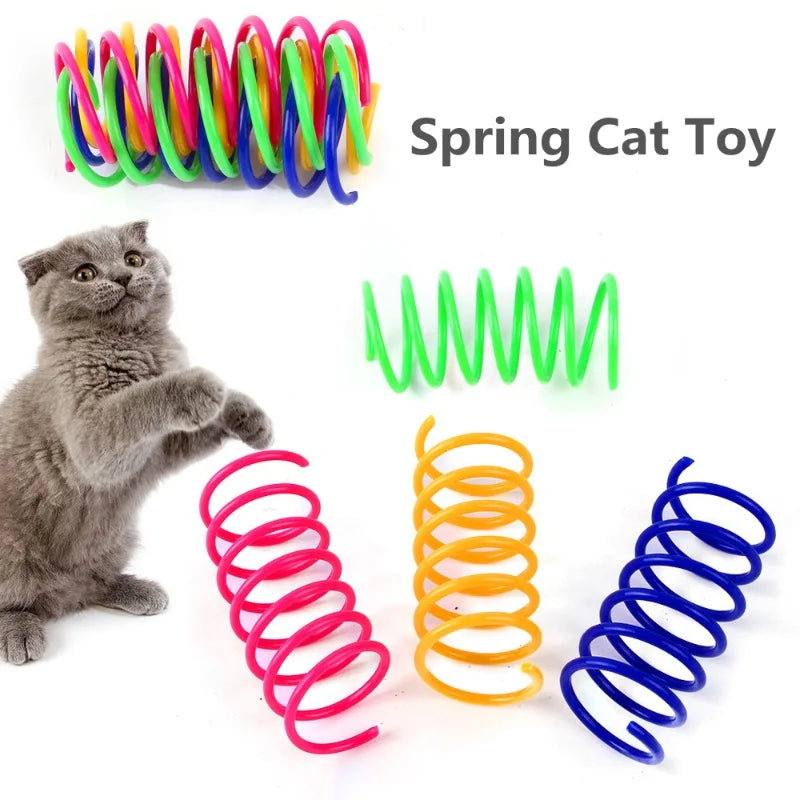 Interactive Cat Spring Toy – Colorful Plastic Jumping Toy