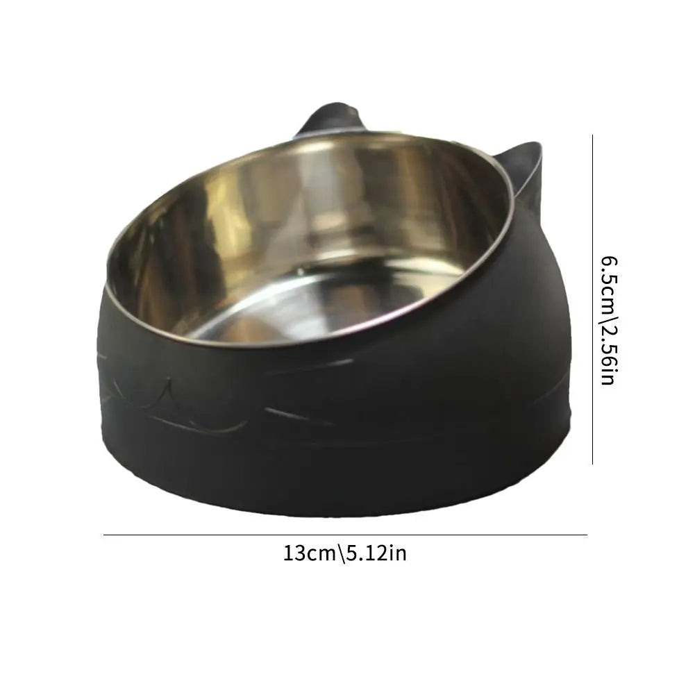 Stainless Steel Cat Bowl – 15° Inclined Non-Slip Feeder