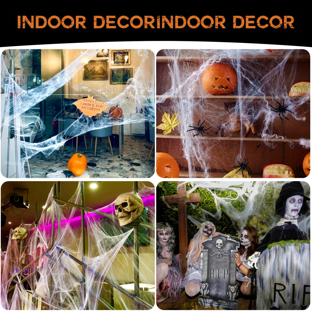 120-35 sqft Spider Webs Halloween Decorations Bonus with Fake Spiders for Halloween Indoor and Outdoor Party Supplies