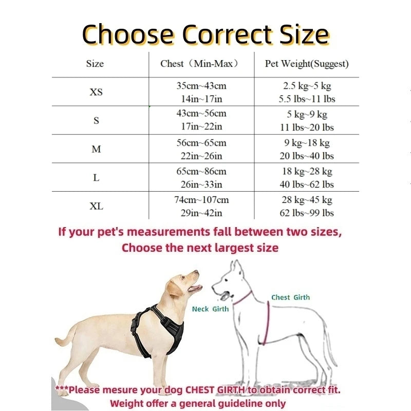 Dog Harness – Reflective Padded Nylon Vest with Quick Release
