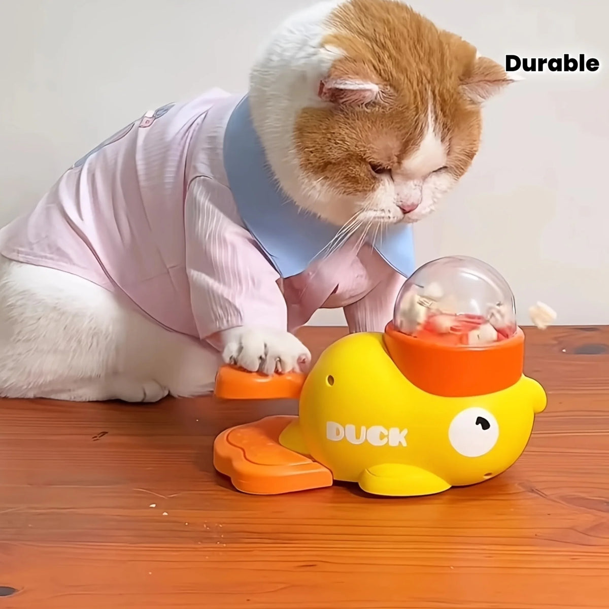 Interactive Cat Feeder – Manual Food Dispenser Duck Design