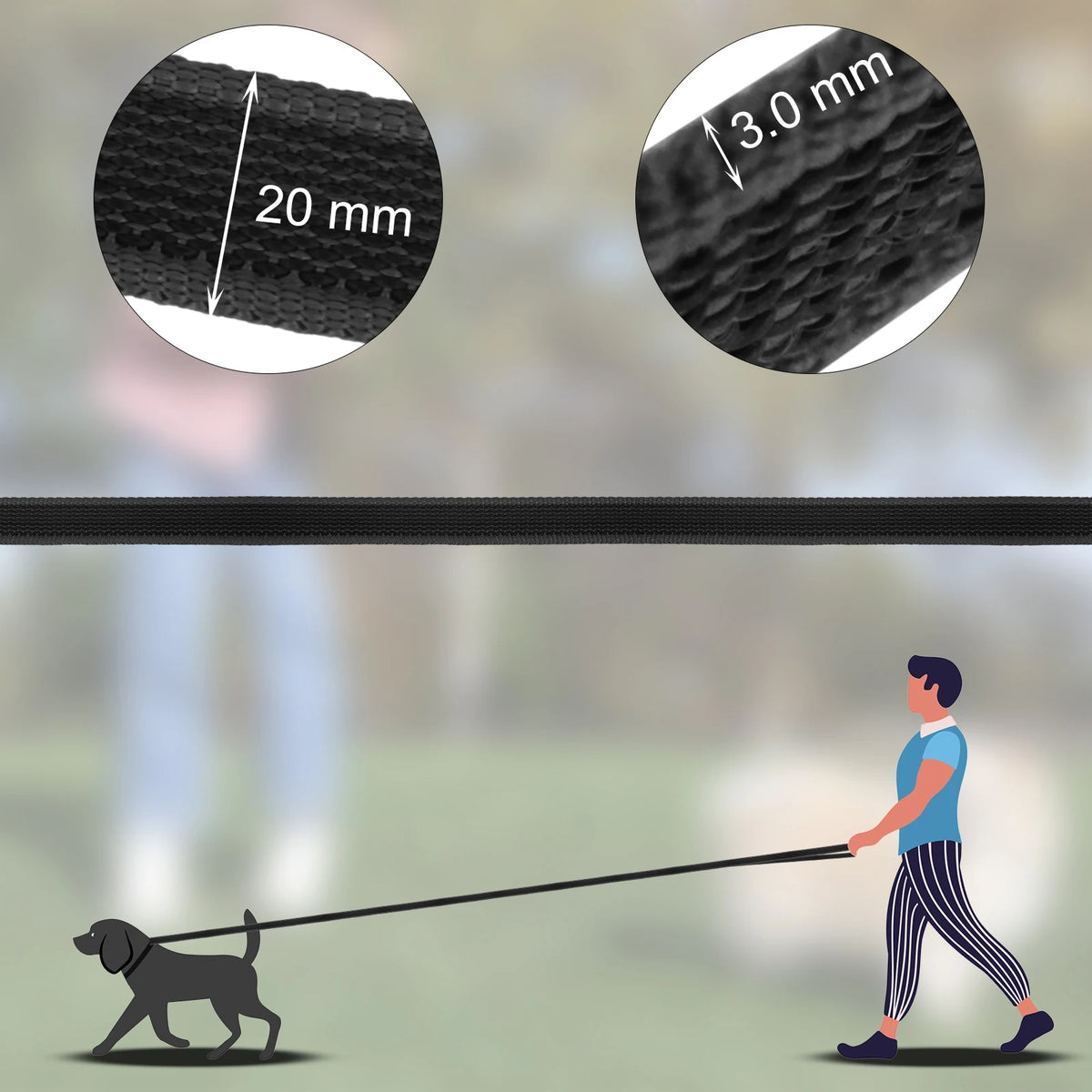 Long Dog Leash Training Lead 1.5M to 15M Lightweight Fiber