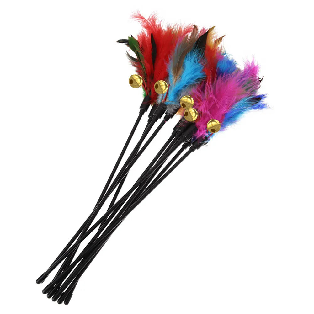 Cat Wand Toy – 5 Pack Colorful Feather Interactive Teaser