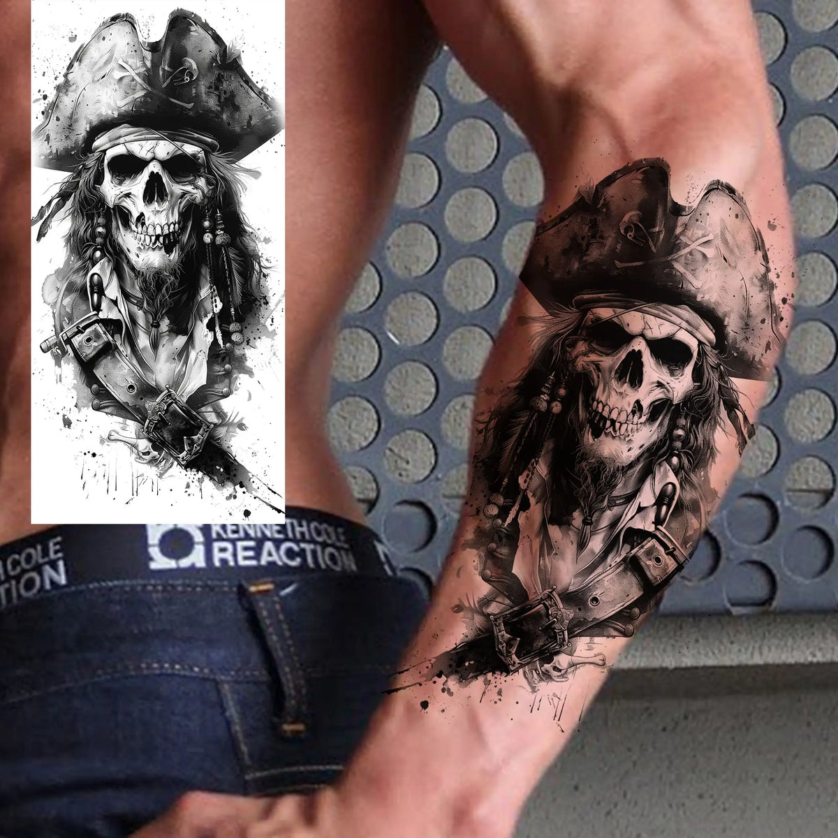 1 Sheet Evil Grim Reaper Skull Temporary Tattoos For Men Women Waterproof Fake Tattoos 3D Dragon Scorpion Warrior Tatoo Stickers