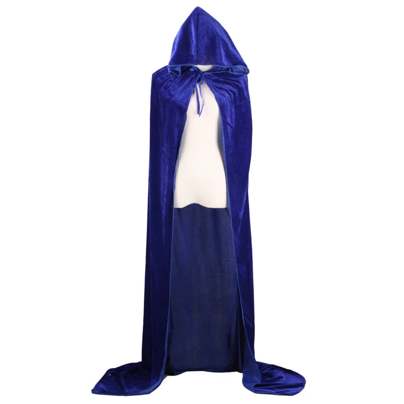 Halloween Pleuche Velvet Cloak Cape Hooded Medieval Costume Witch Wicca Vampire Halloween Cosplay Costume Cape for Christmas