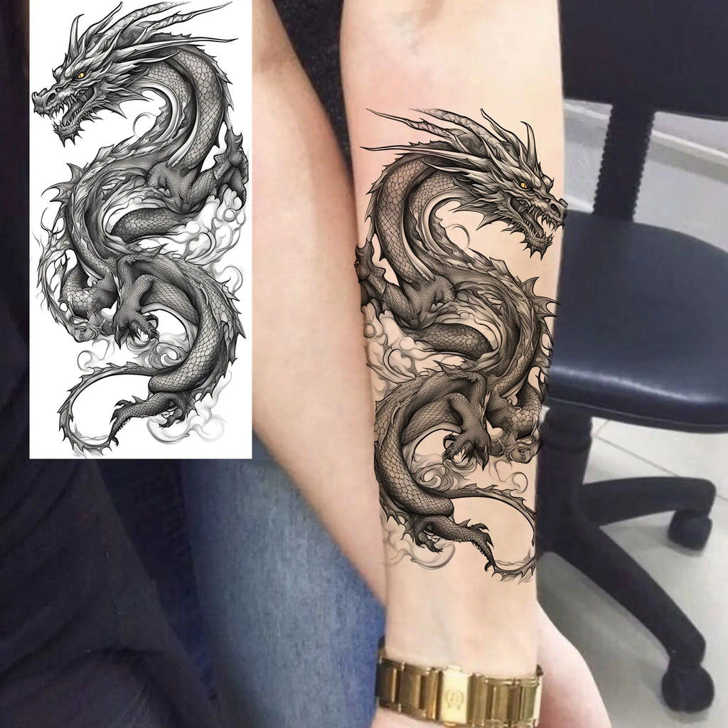 1 Sheet Evil Grim Reaper Skull Temporary Tattoos For Men Women Waterproof Fake Tattoos 3D Dragon Scorpion Warrior Tatoo Stickers