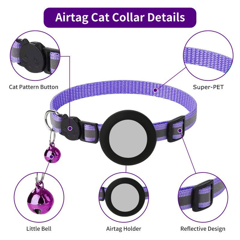 AirTag Cat Collar, Reflective Breakaway Collar With Bell