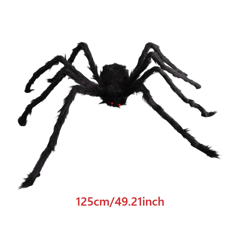 Horror Halloween Plush Spider Decoration Giant Halloween Spiders Web Party Prop Haunted Outdoor Chamber Prank Black Spider Decor