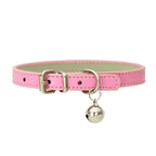 PU Leather Cat Collar Adjustable Soft Padded Pet Collar with Bell