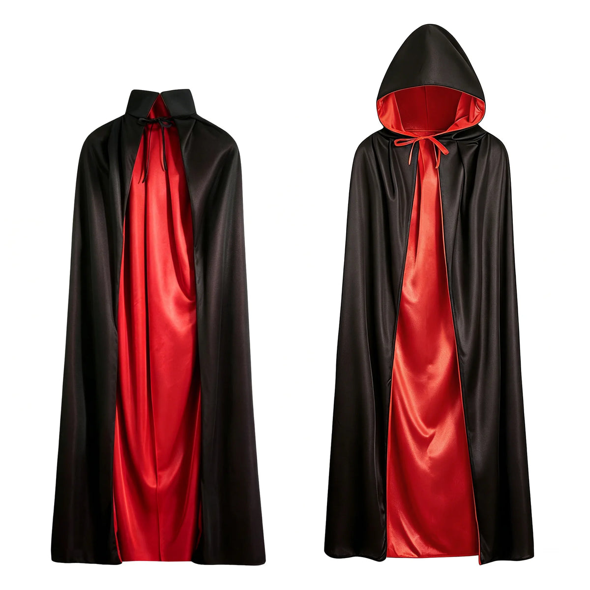 Halloween Vampire Cloak Reversible Stand Collar Cloak Hooded Cape Costume Gothic Robe for Party Cosplay Masquerade Haunted House