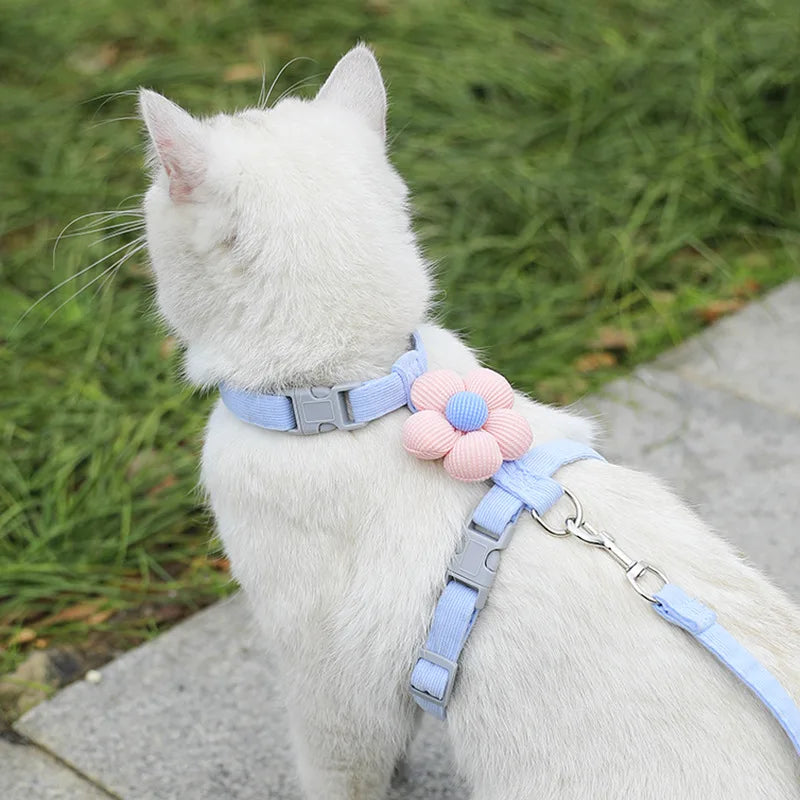 Cat Harness and Leash Set Adjustable Breathable Kitten Harness