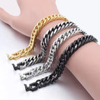 MKENDN 8/10/12MM Cuban Link Chain Bracelets for Men Women Solid Stainless Steel Curb Link Chain Wristband Jewelry Gifts