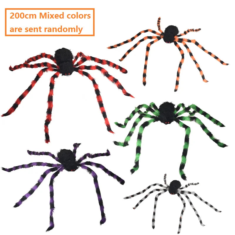 30/50/75/150/200cm Halloween Simulation Seven-Color/Black Spider Haunted House Bar Horror Outdoor Decoration Props Spider Web.