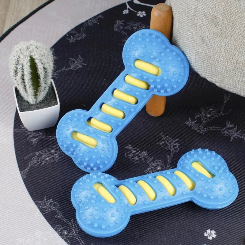 Dog Chew Toy Rubber Bone Squeaky Puppy Interactive Toy for Playtime
