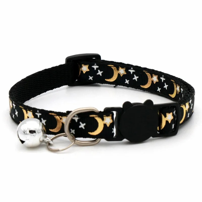 Adjustable Cat Collar with Bell – Colorful Paw Print Kitten Collar