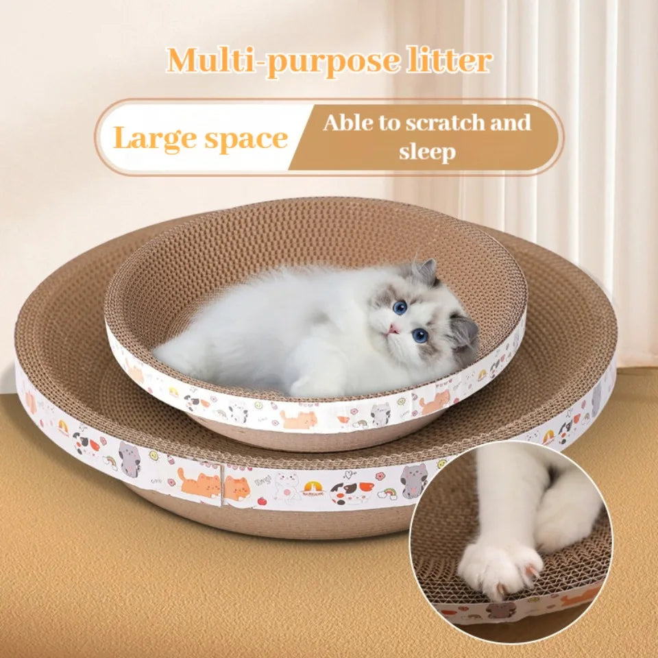 Corrugated Cat Scratching Post with Catnip & Lounge Bed