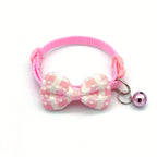 Plaid Cat Collar with Tie Bow, Adjustable Nylon Pet Accessory