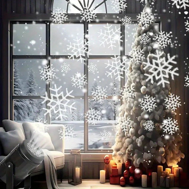 1pc LED Snowflake Projection Light, USB Powered Rotating Snowflake for Christmas,Halloween,Simulating Winter Snow, Passion Party