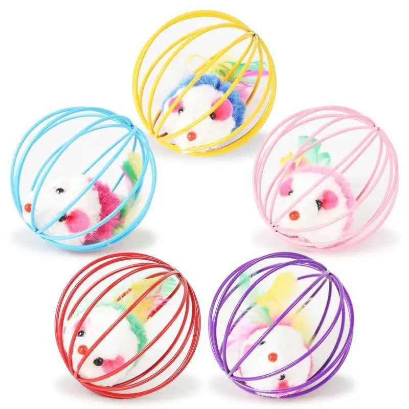 Cat Mouse Toy in Cage, Interactive Chase Toy for Indoor Cats