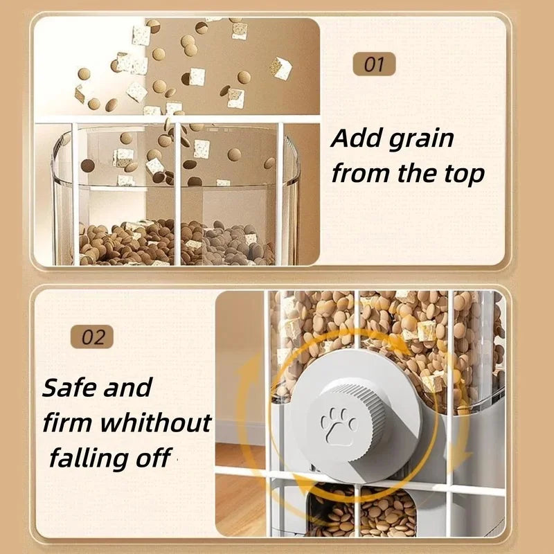 Cage Mounted Gravity Auto Pet Feeder & Water Dispenser Hanging Food Bowl Water Bottle for Cats Rabbits Small Animal Feeding Kit