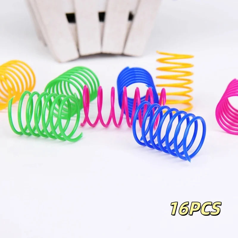 Interactive Cat Spring Toy – Colorful Plastic Jumping Toy