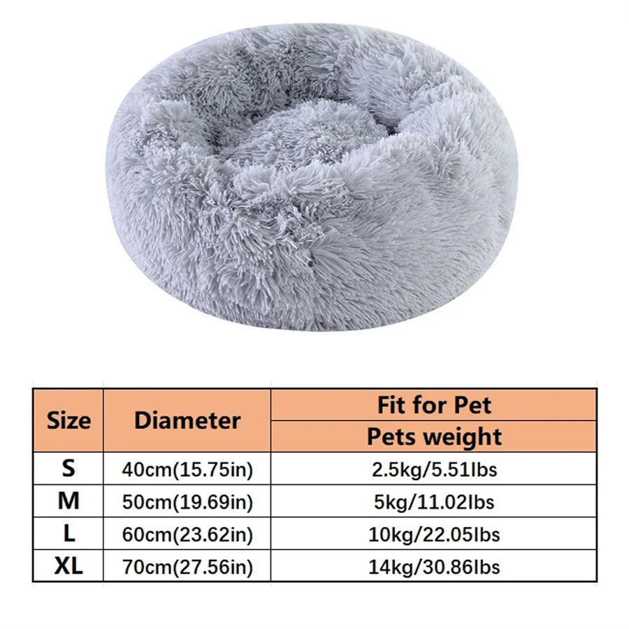 Plush Pet Bed – Warm Round Washable Bed for Cats & Small Dogs
