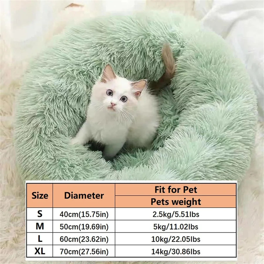 Plush Pet Bed – Warm Round Washable Bed for Cats & Small Dogs
