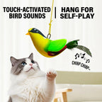 Interactive Bird Cat Toy, Hanging Plush Toy with Sound