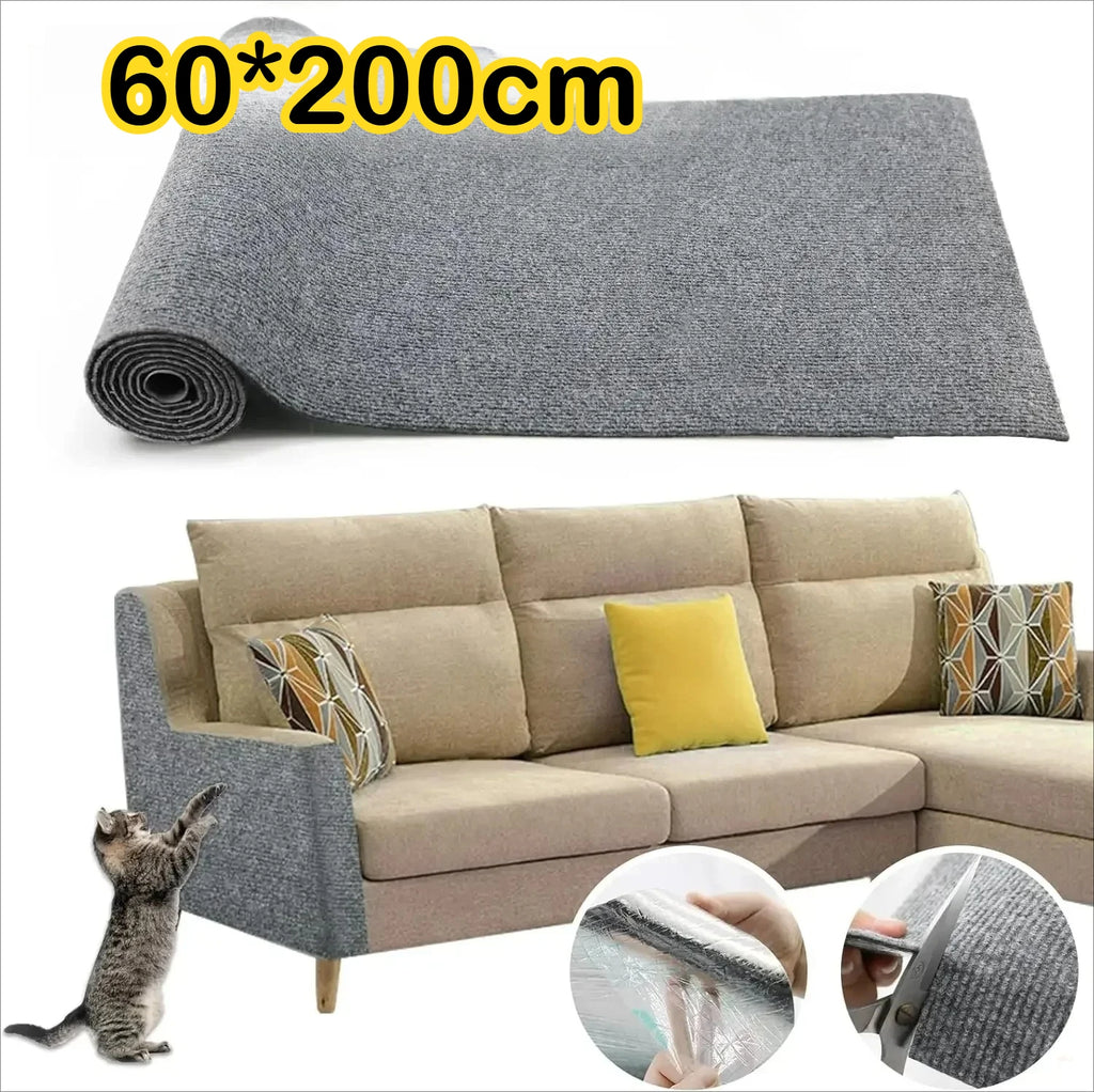 60x200cm Self-adhesive Cat Scratcher Sofa Protector Cats Scratcher Pad Board Protection Trimmable Carpet DIY Cat Scratch Mat