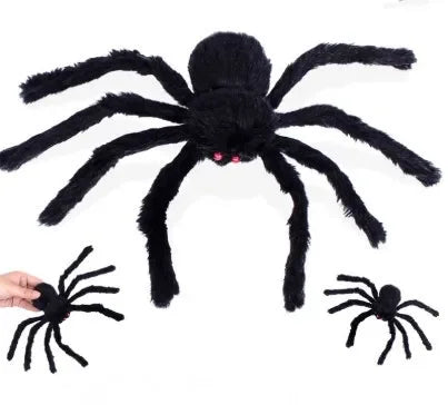 75/150/200cm Halloween Plush Simulation Spider Colorful Black Ghost House Bar Scary Big Spider Outdoor Decor Props Spider Web