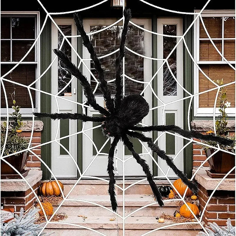 Horror Halloween Plush Spider Decoration Giant Halloween Spiders Web Party Prop Haunted Outdoor Chamber Prank Black Spider Decor