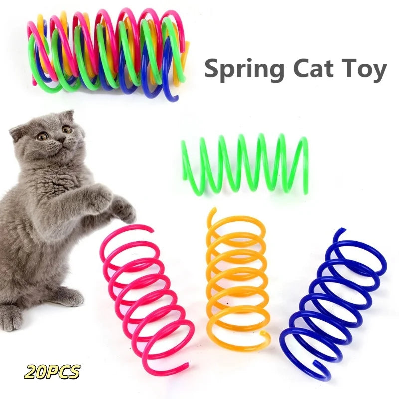 Interactive Cat Spring Toy – Colorful Plastic Jumping Toy
