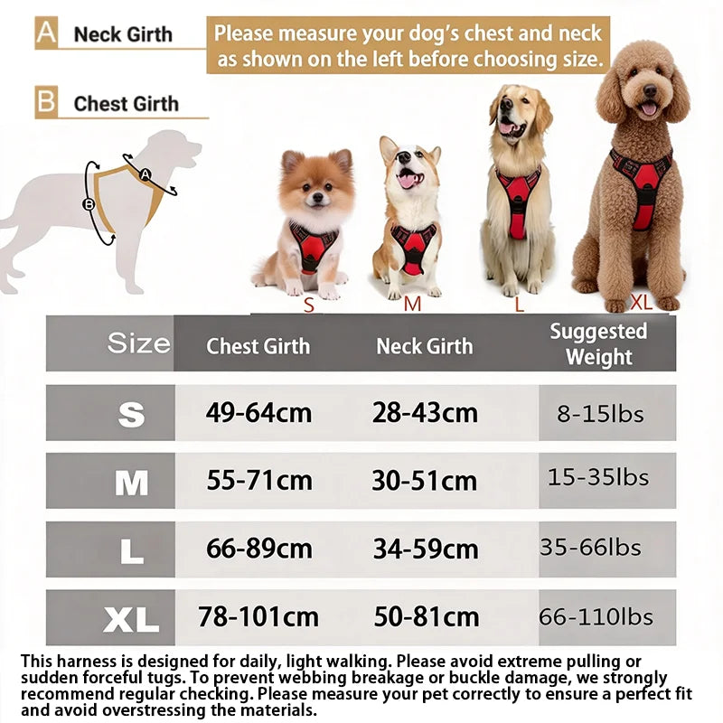 No Pull Dog Harness, Reflective Adjustable Vest for Walking