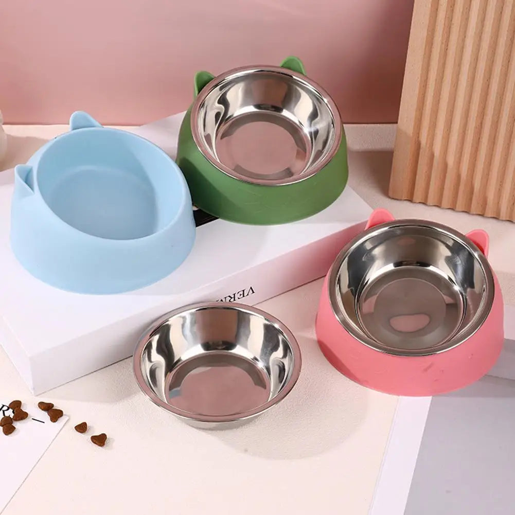 Stainless Steel Cat Bowl – 15° Inclined Non-Slip Feeder