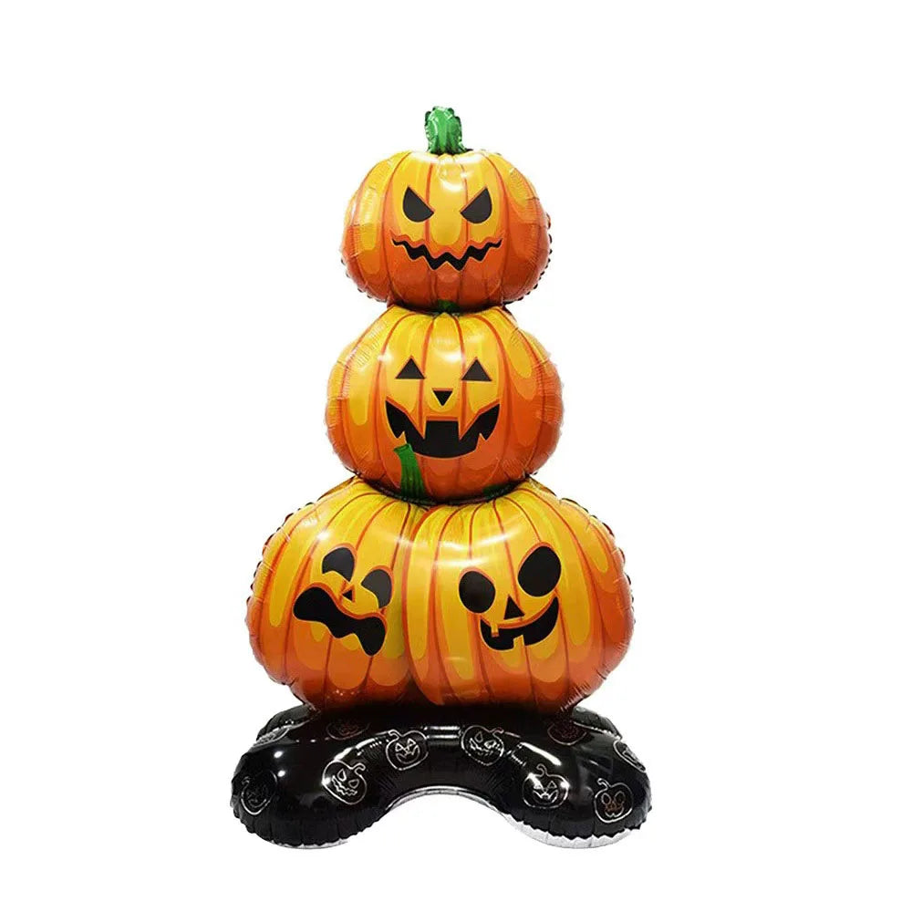 1PC Large 55-Inch Halloween Pumpkin Black Cats Aluminum Foil Balloons Standing Decoration Indoor Outdoor Halloween Party Decor