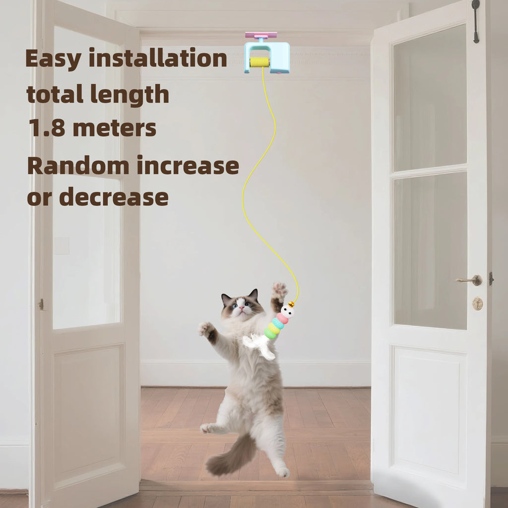 Automatic Interactive Cat Toy with Flying Feather & Elastic Rope