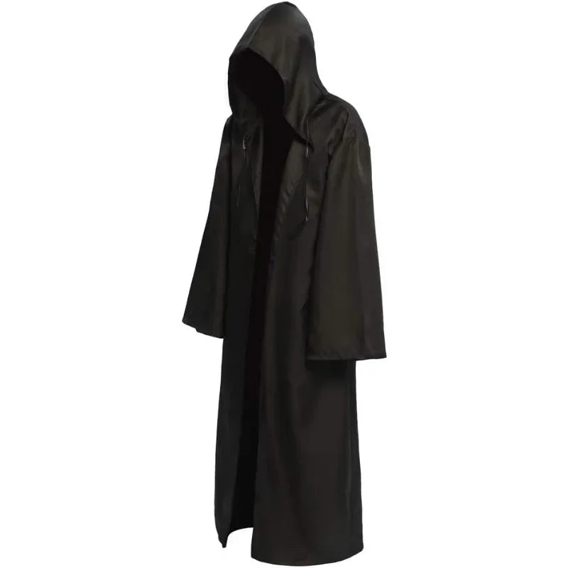 Costume Medieval Cape Cloak Adult Hooded Death Vampire Wizard Monk Witch Costume Priest Pastor Gown Robe