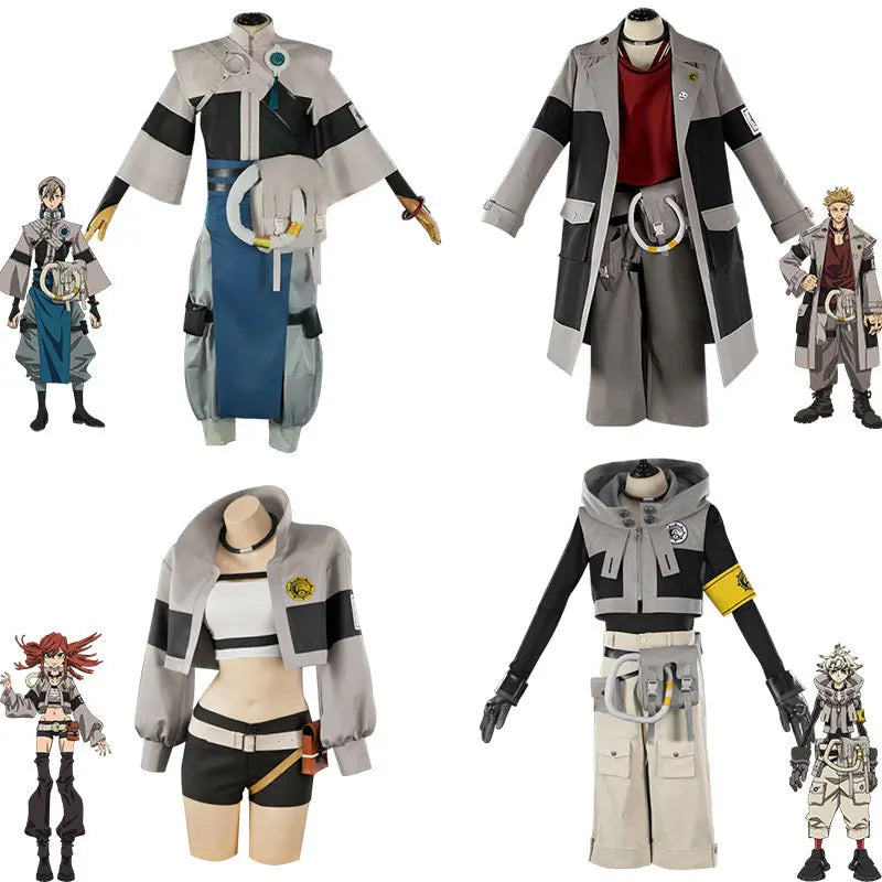 GACHIAKUTA Anime Ludo Enjin Zanka Riyo Reaper Cosplay With Four Characters Clothes And Four Wigs Cosplay Costume Anime Full Suit
