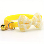 Plaid Cat Collar with Tie Bow, Adjustable Nylon Pet Accessory