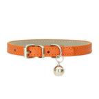 PU Leather Cat Collar Adjustable Soft Padded Pet Collar with Bell