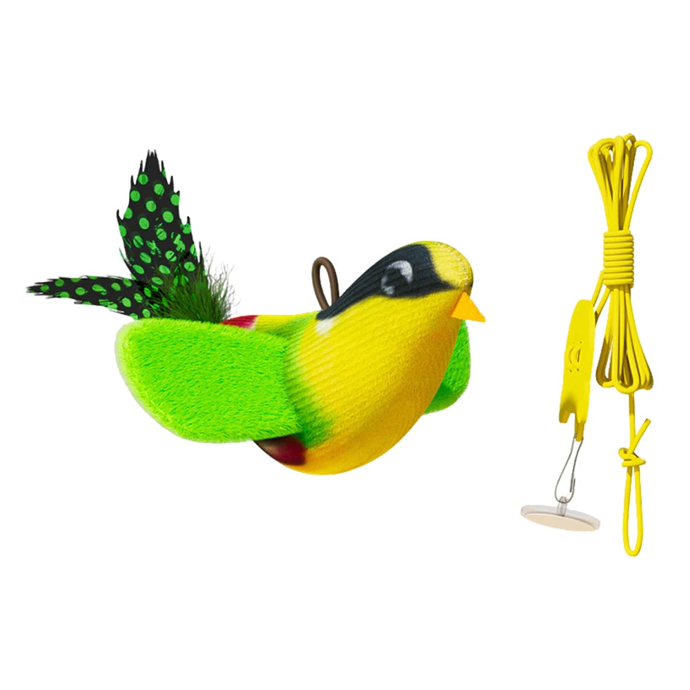 Interactive Bird Cat Toy, Hanging Plush Toy with Sound