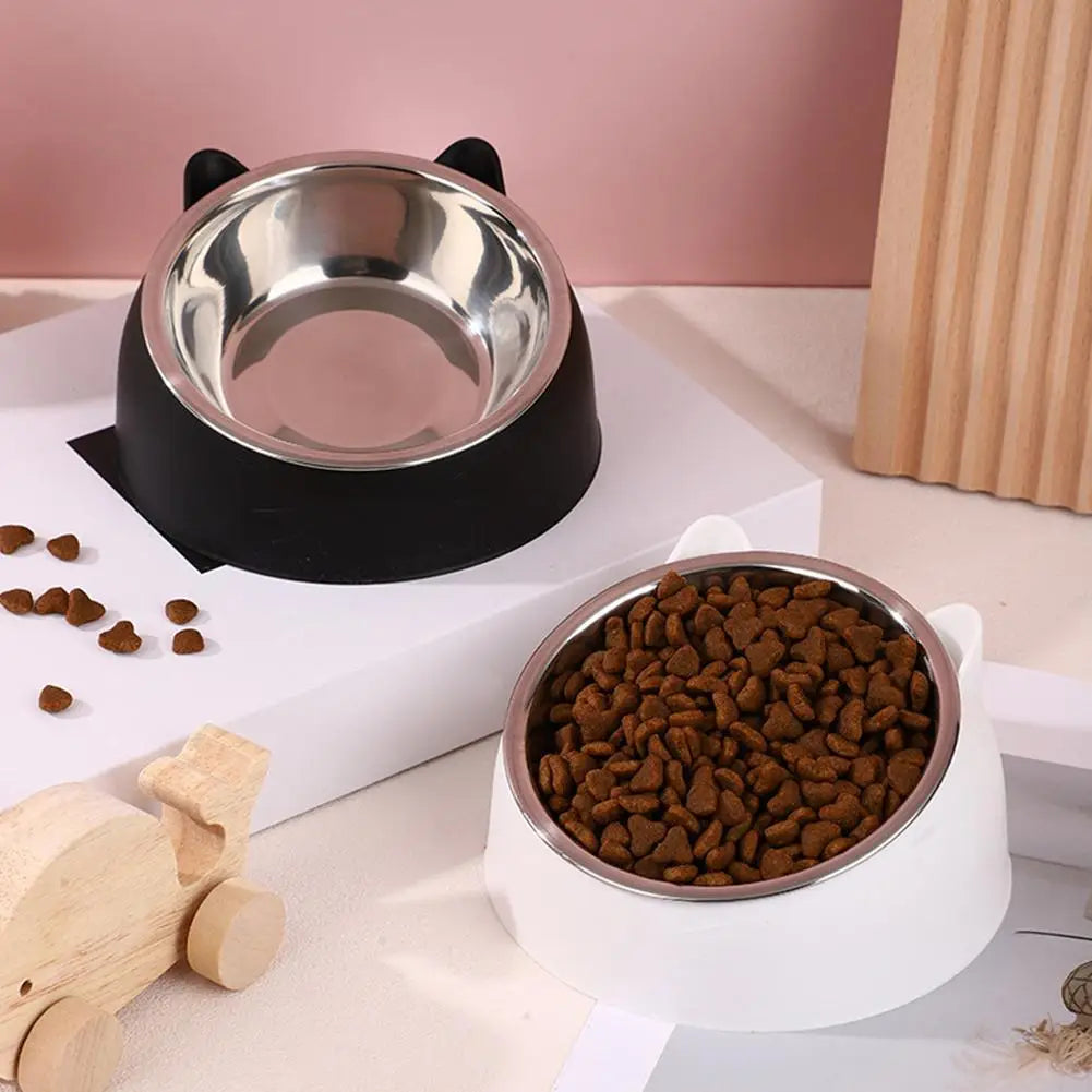 Stainless Steel Cat Bowl – 15° Inclined Non-Slip Feeder