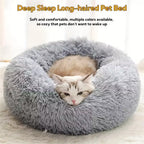 Plush Pet Bed – Warm Round Washable Bed for Cats & Small Dogs