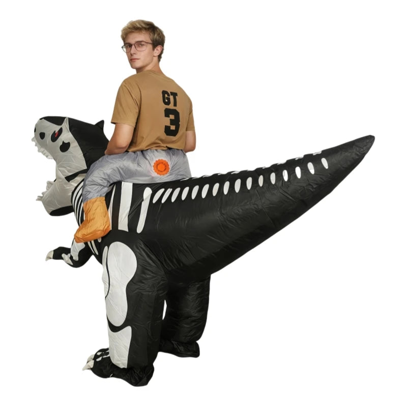 Halloween Inflatable Skull Tyrannosaurus Costume Inflatable Dinosaur Mascot Cosplay Dress Up Suitable for Halloween Party