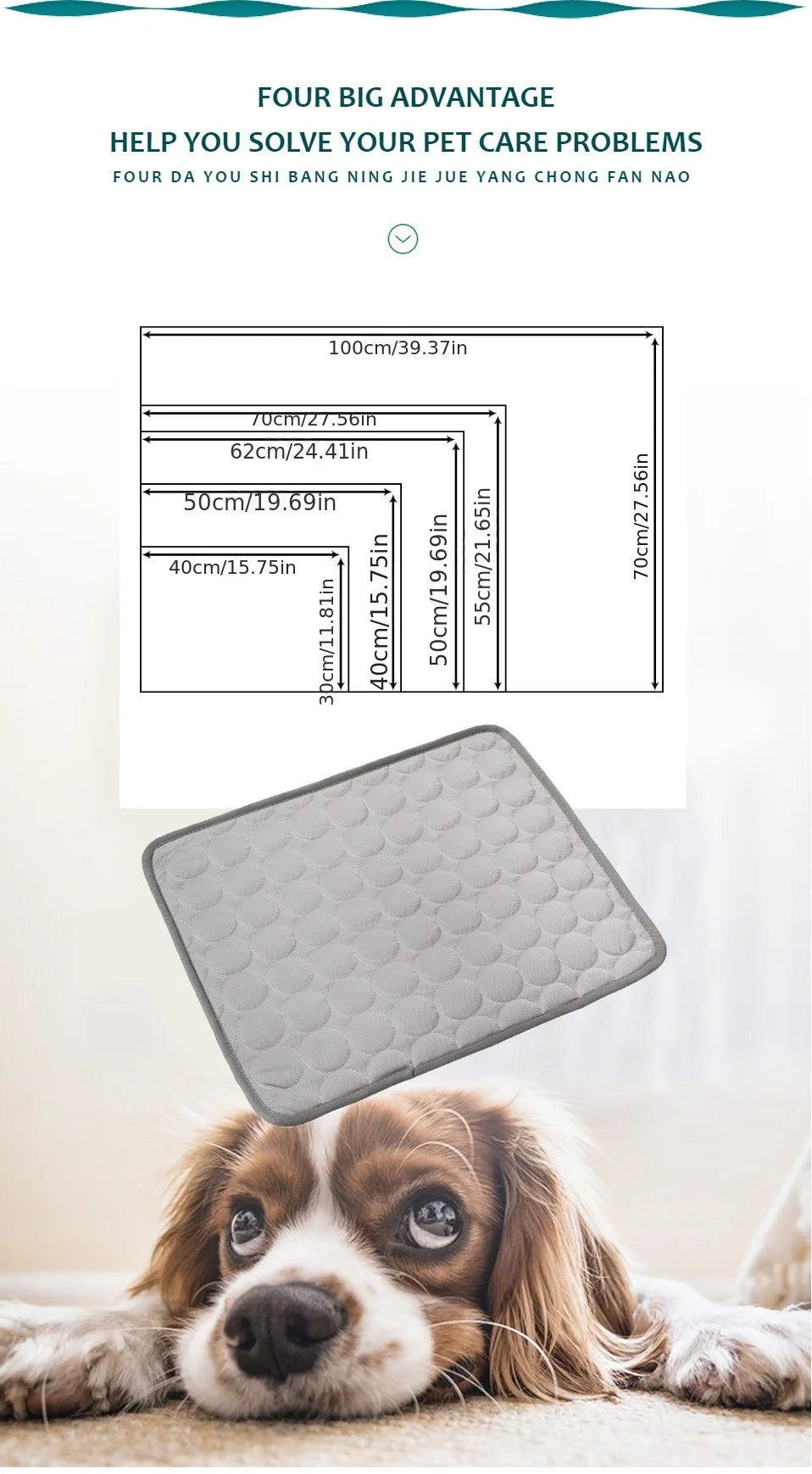 Dog Cooling Mat –Cooling Pet Pad for Small & Large Dogs
