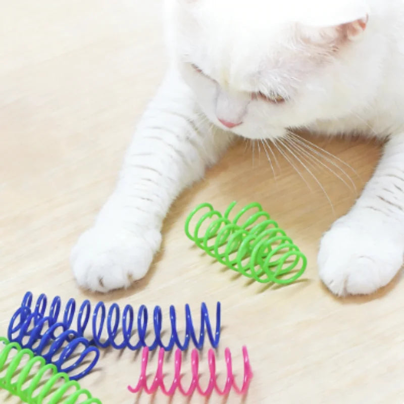 Interactive Cat Spring Toy – Colorful Plastic Jumping Toy